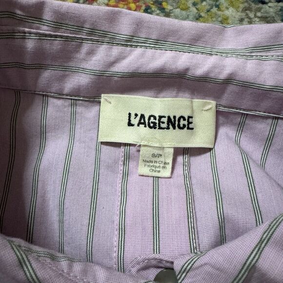 L'AGENCE Cosette Striped High-Low Cropped Button Up Shirt Size Small - Picture 4 of 9